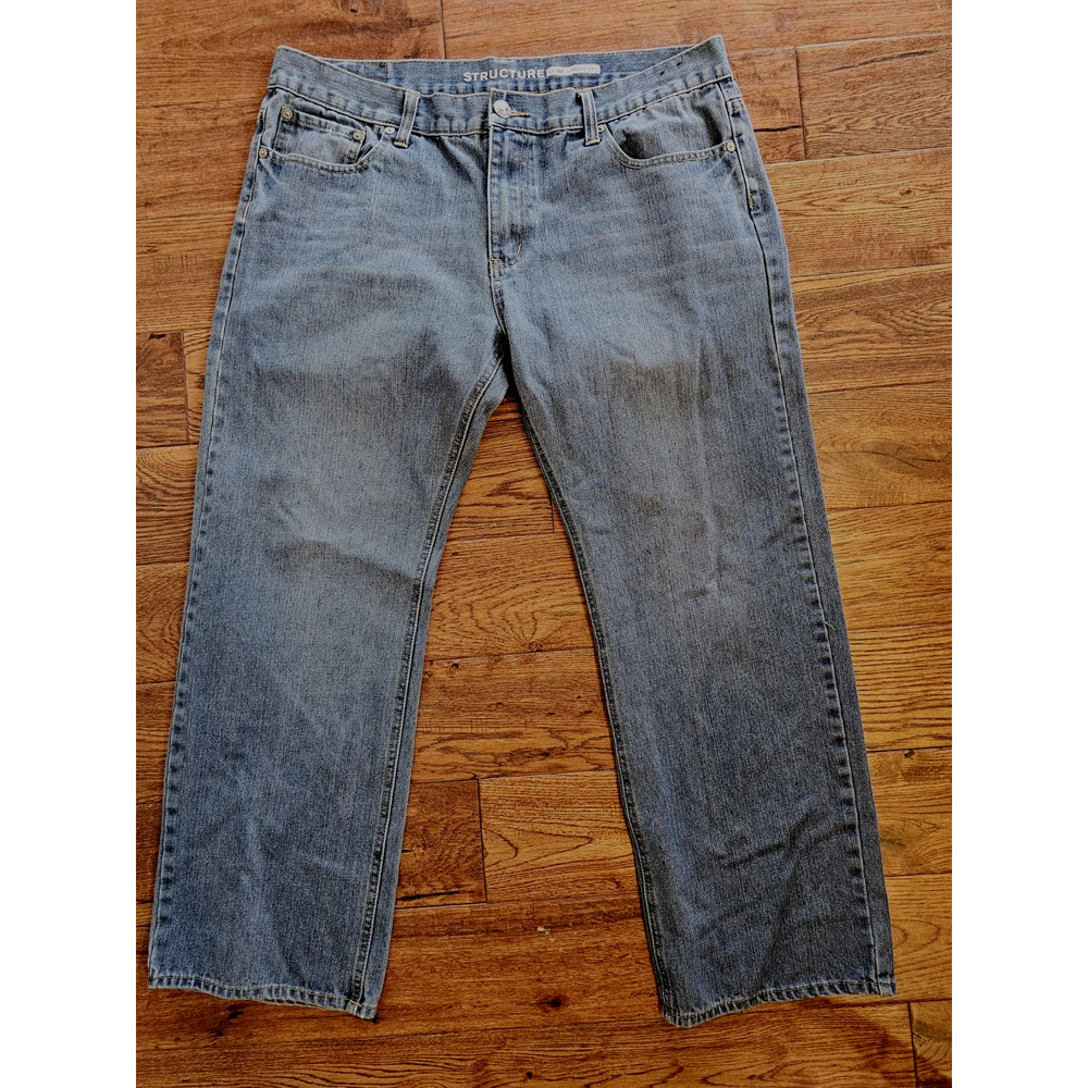 Structure Mens‎ Denim Jeans Size 38X30 MEDIUM Wash Slim Fit Straight Leg